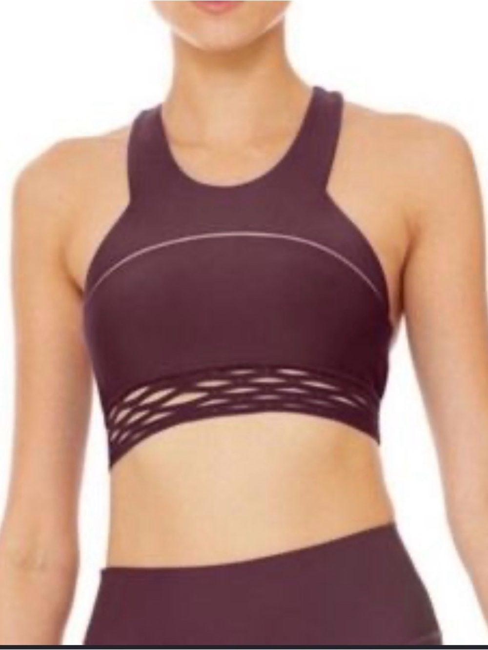 ALO Yoga Sequence Racerback Sports Bra Plum medium Athleisure workout lounge